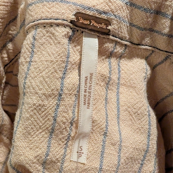 FP Free People Audrey linen blend stripe midi shirt dress (Belt Not Included) - Picture 12 of 13